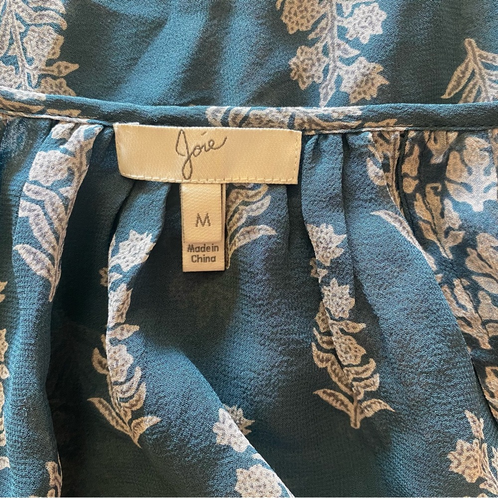 Joie Elegant Silk Blue Floral Women's Top M - Picture 6 of 10
